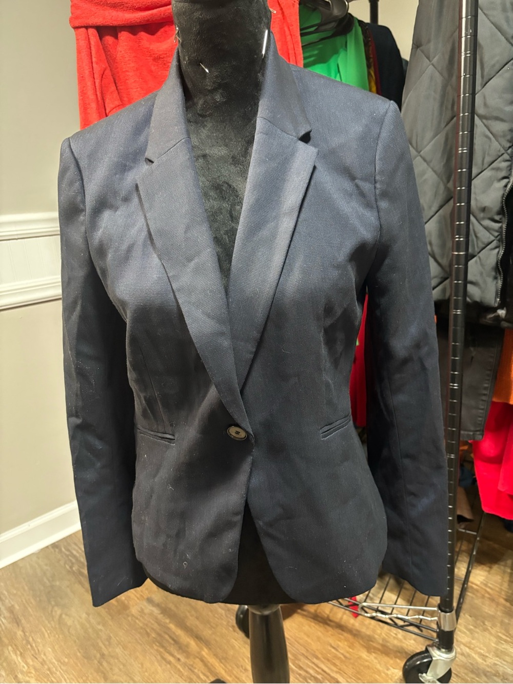 H&M Women's Navy Blue Single-Button Blazer
